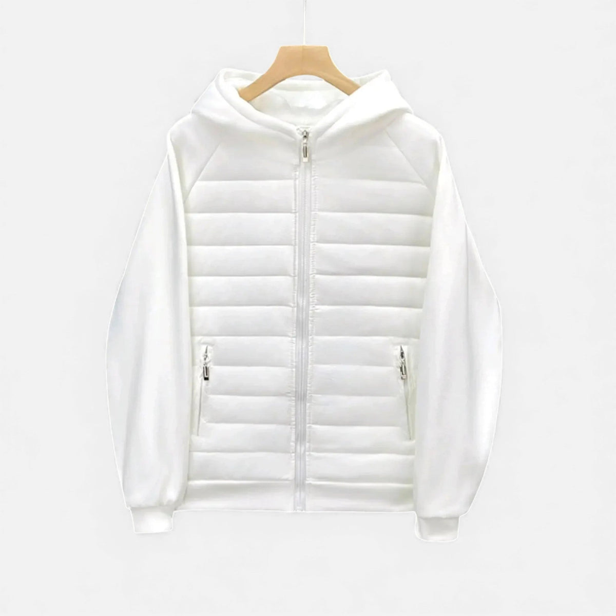 Men's hooded cotton jacket with full zip closure in black, grey and white