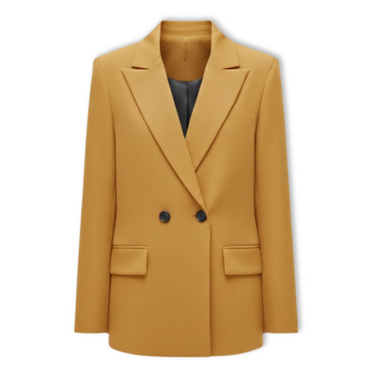 Women's double-breasted blazer with notched lapel and loose fit in a solid color