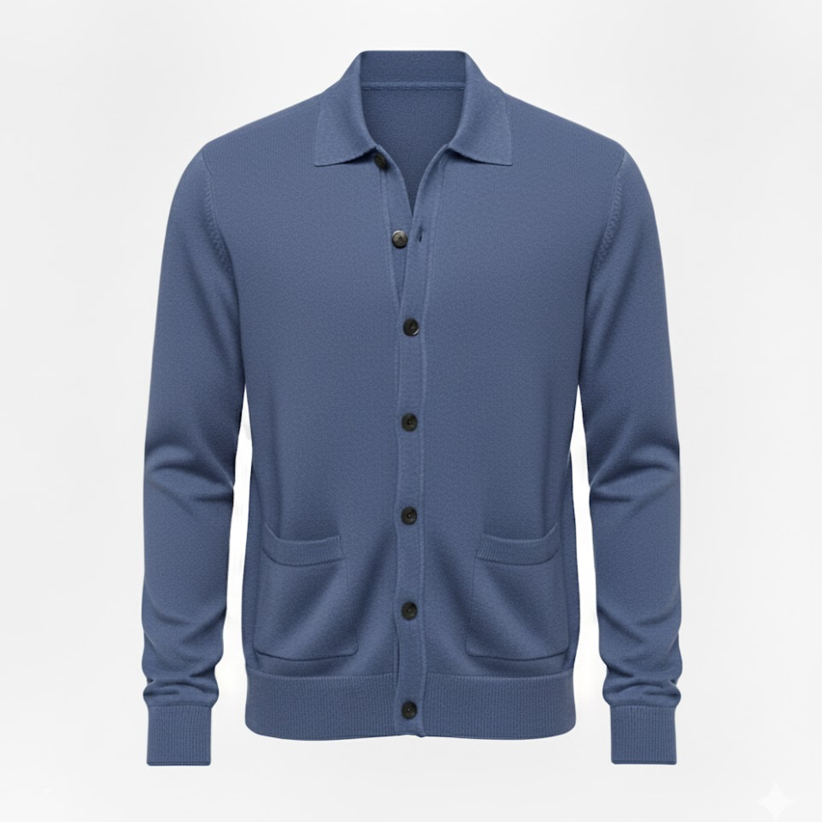Men's knit single-breasted cardigan jacket with turn-down lapel collar