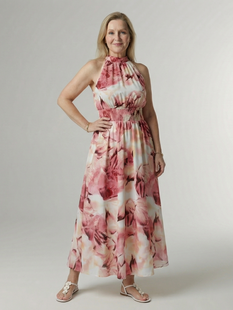 Sylin | Abito Midi con Scollo Halter Arricciato