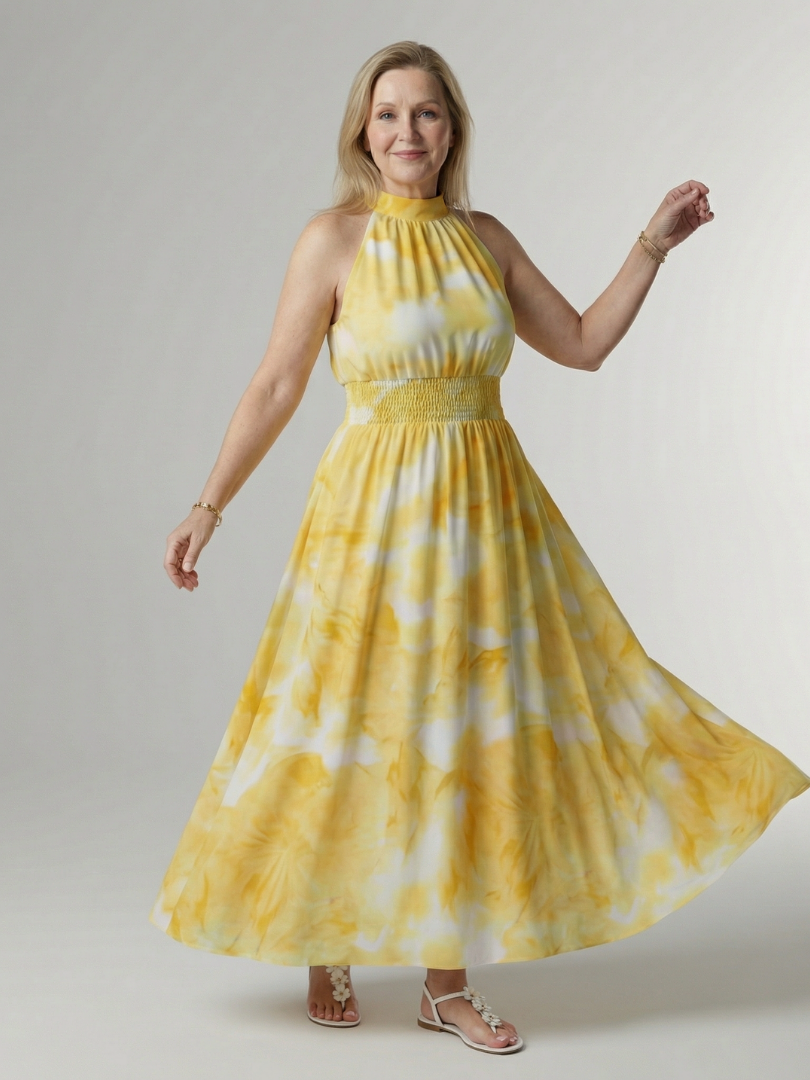 Sylin | Abito Midi con Scollo Halter Arricciato