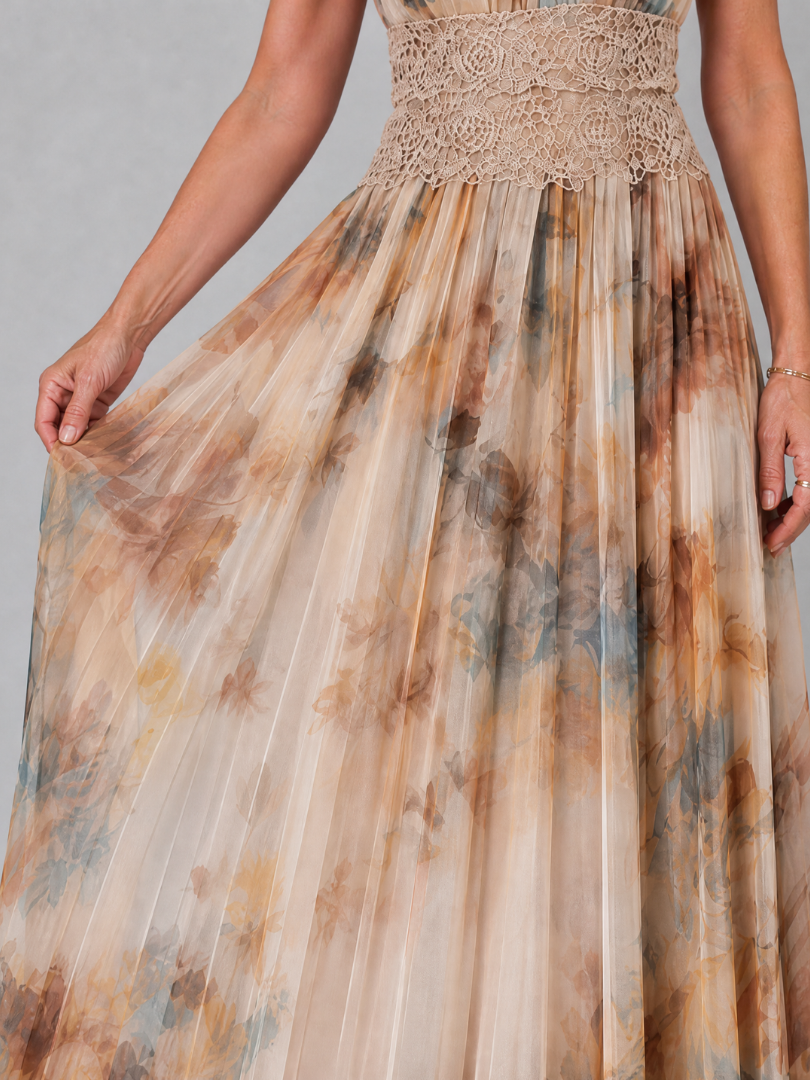 Elavenue | Abito Maxi con Scollo All'Americana e Vita in Pizzo