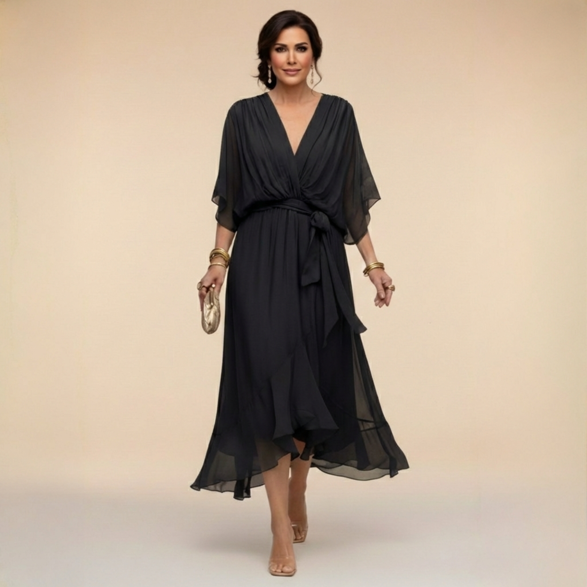 Opale | Abito Midi Elegante con Scollatura a V