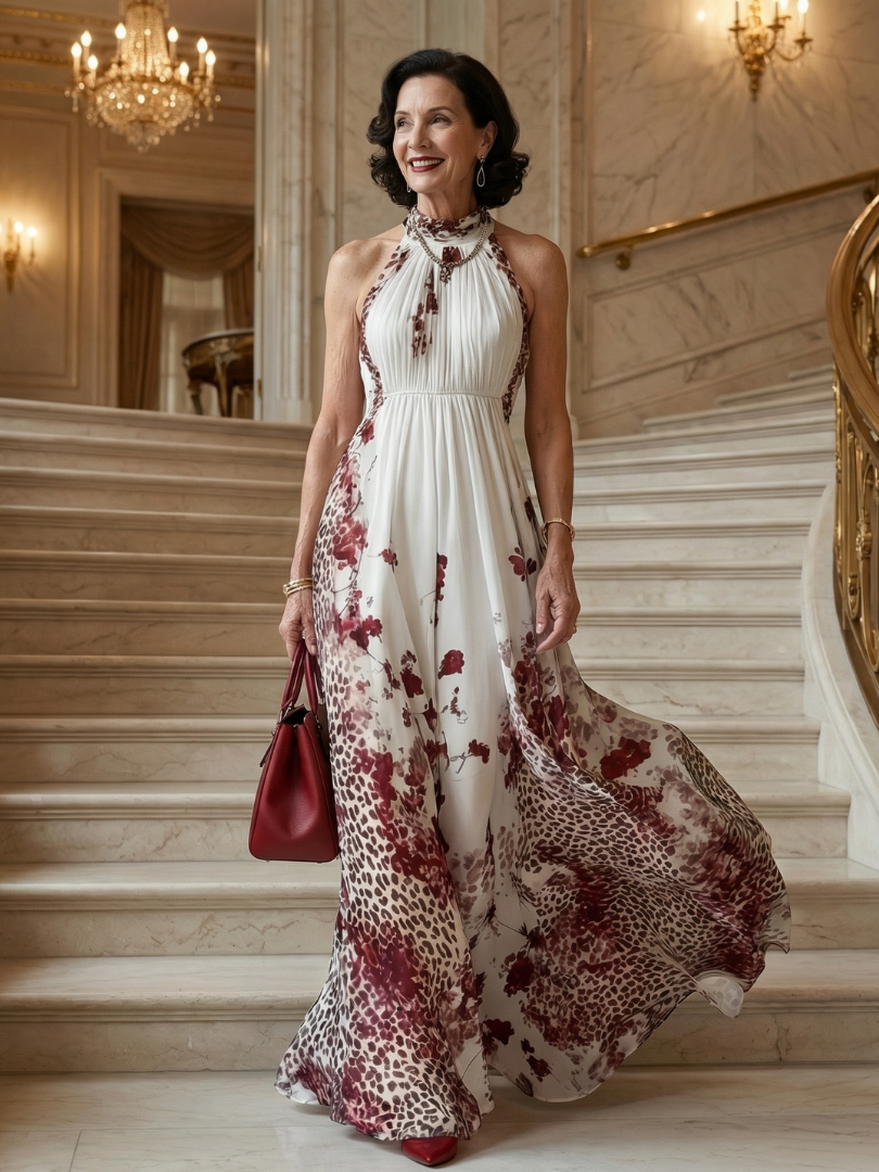 Orlune | Vestito Maxi Bianco Plissè