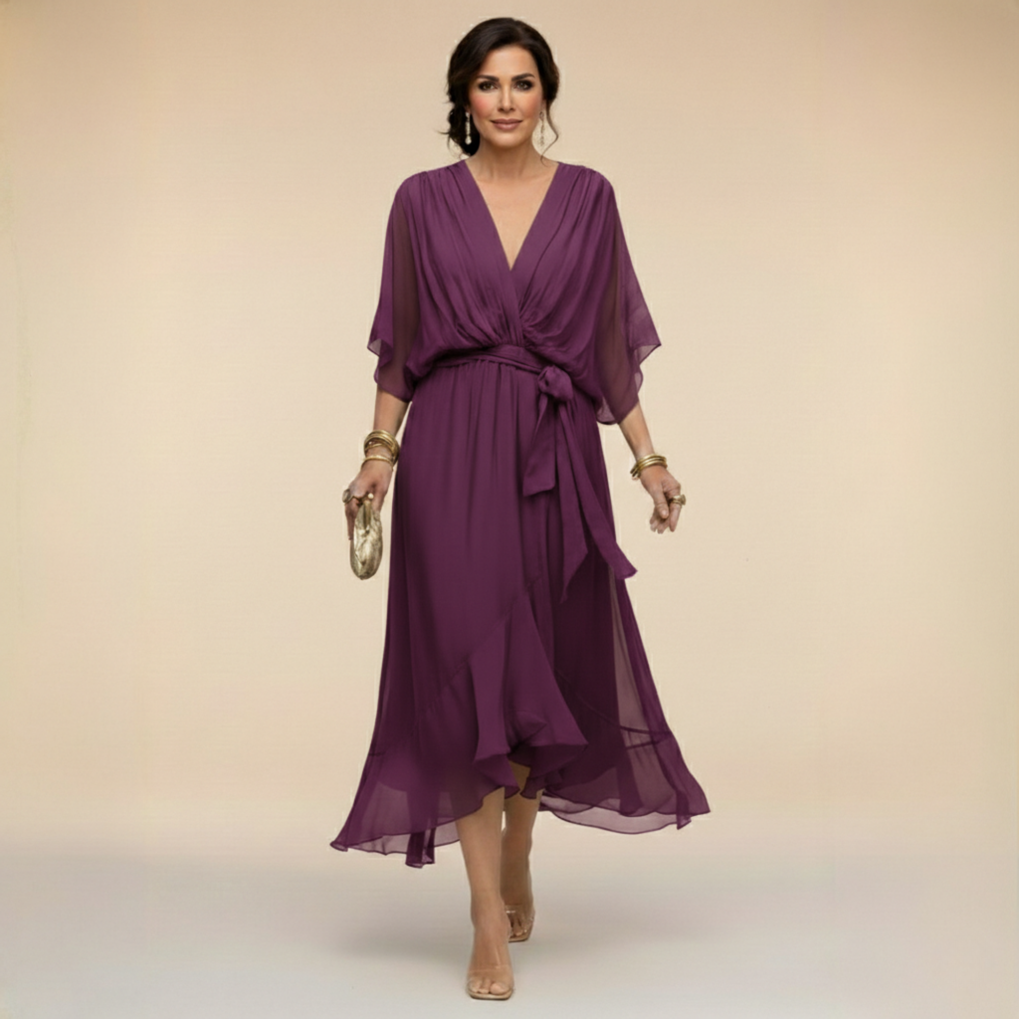 Opale | Abito Midi Elegante con Scollatura a V
