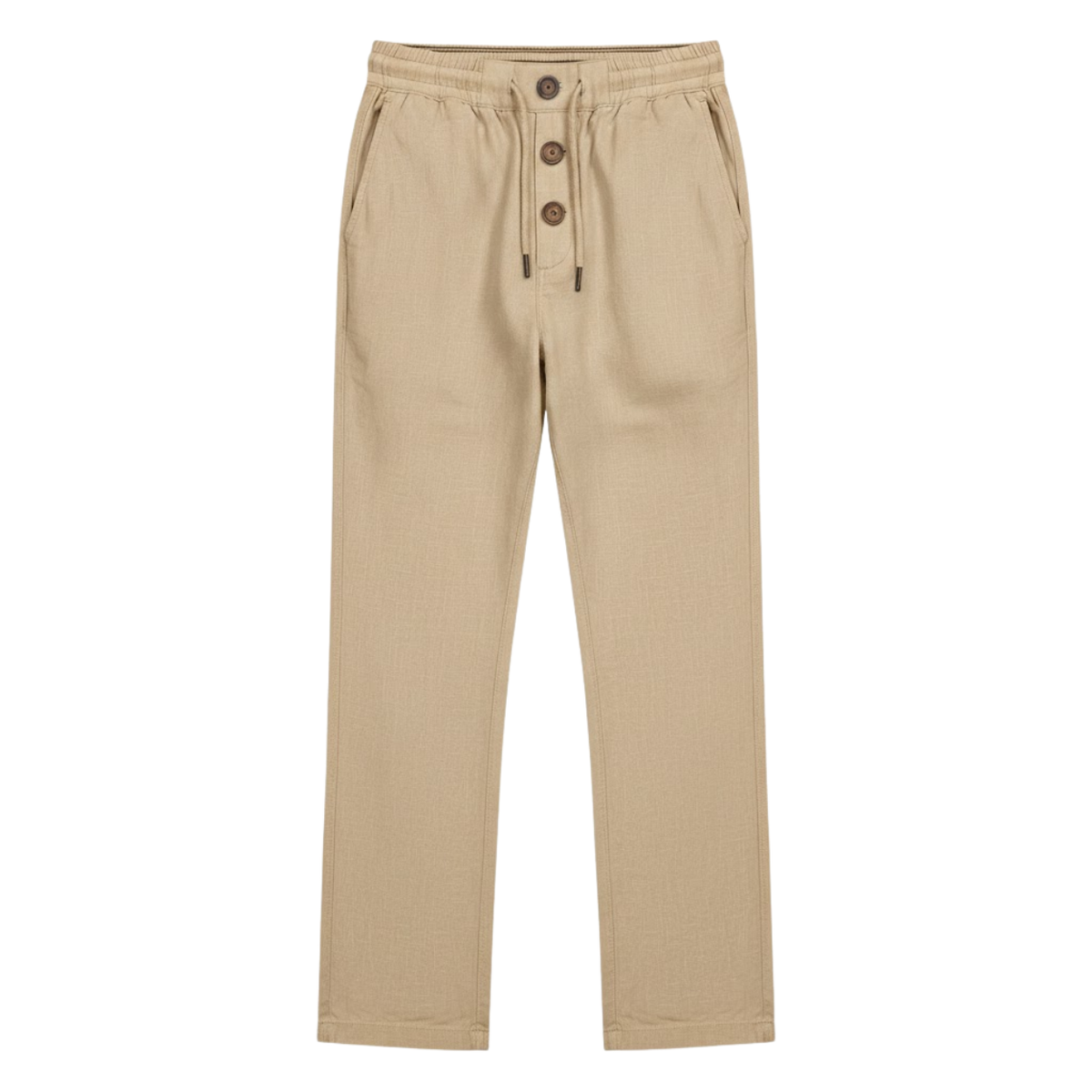 Men's drawstring straight-leg casual trousers with elastic waist and side pockets