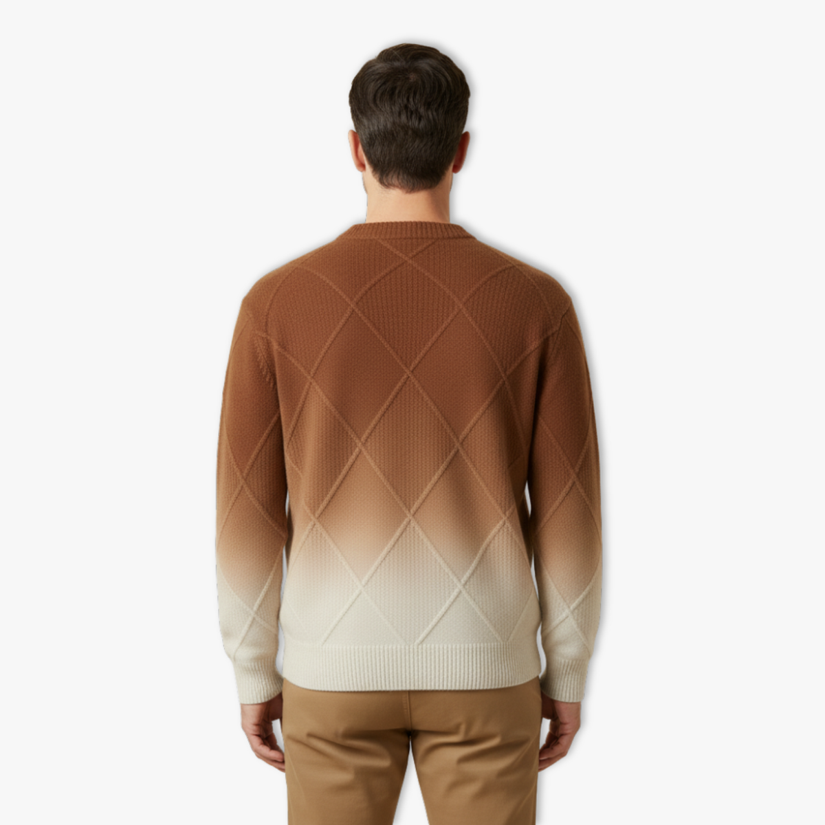 Men's gradient knit loose fit round neck pullover sweater with long sleeves
