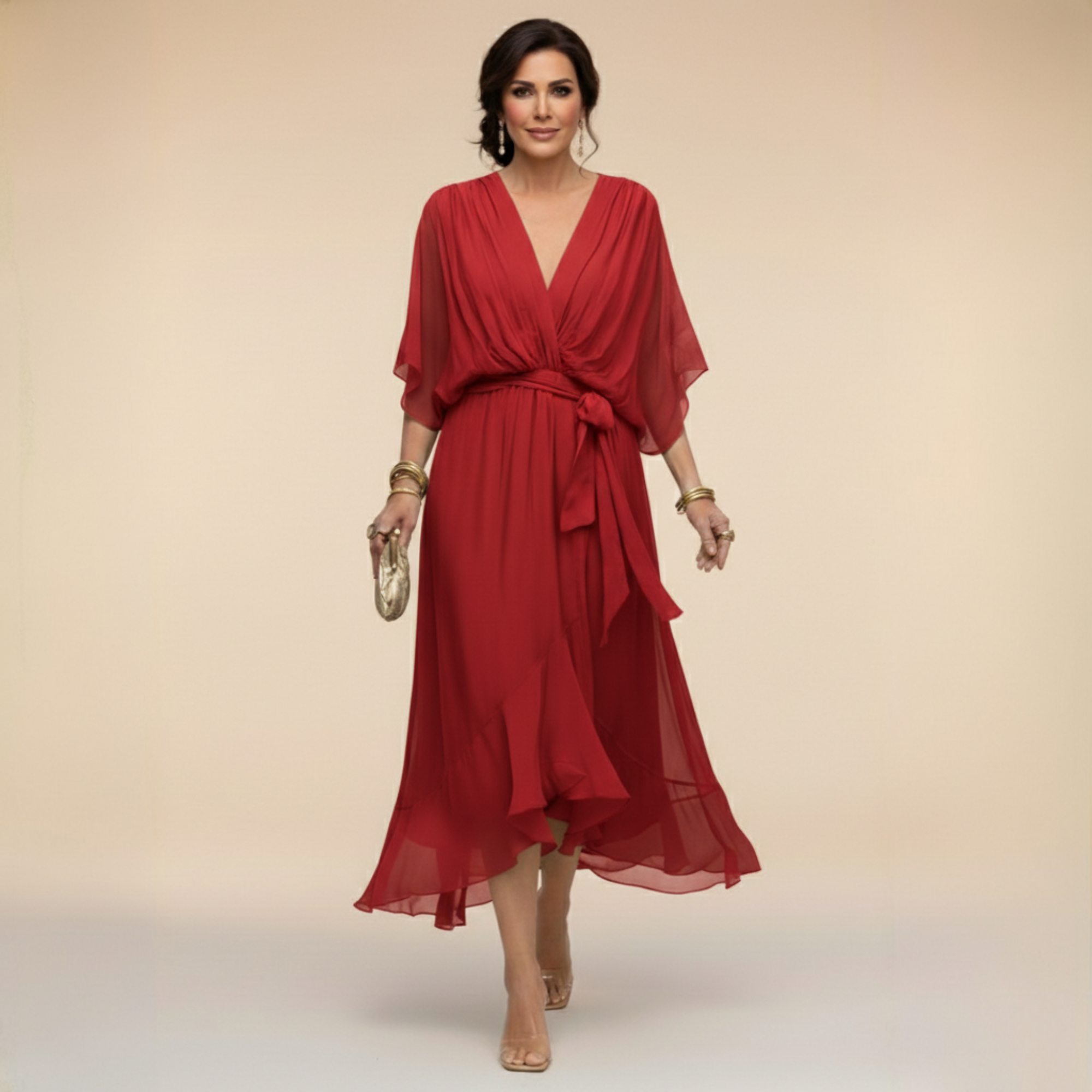 Opale | Abito Midi Elegante con Scollatura a V