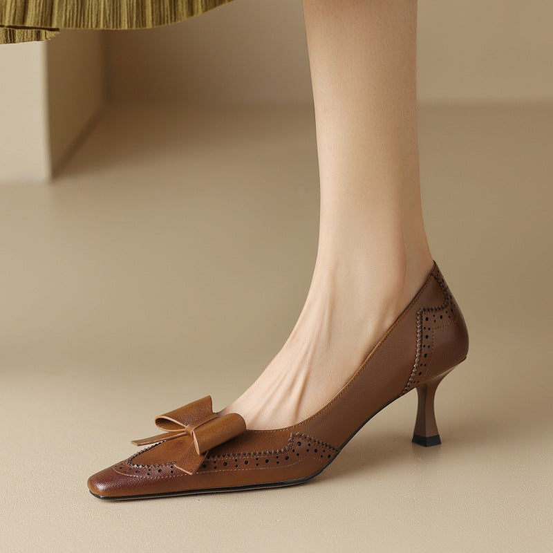 Célora Décolleté in Pelle con Nastro