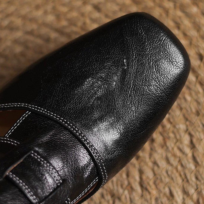 Mule in Pelle con Punta Quadrata Rosel