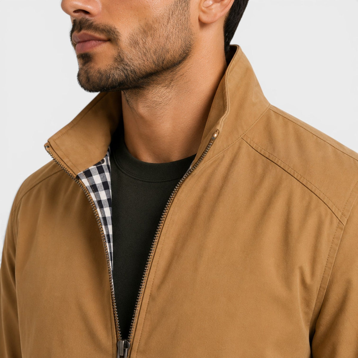 Men's Belcien lightweight casual zip-front jacket shown in multiple colors