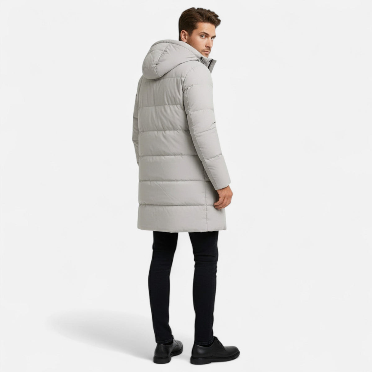 Men's heritage waterproof puffer jacket with tailored fit and clean silhouette