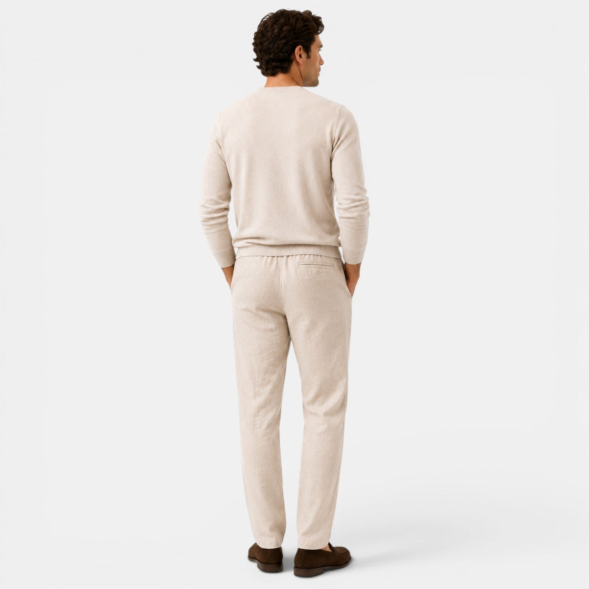 Men's cotton drawstring relaxed-fit trousers with an adjustable waist