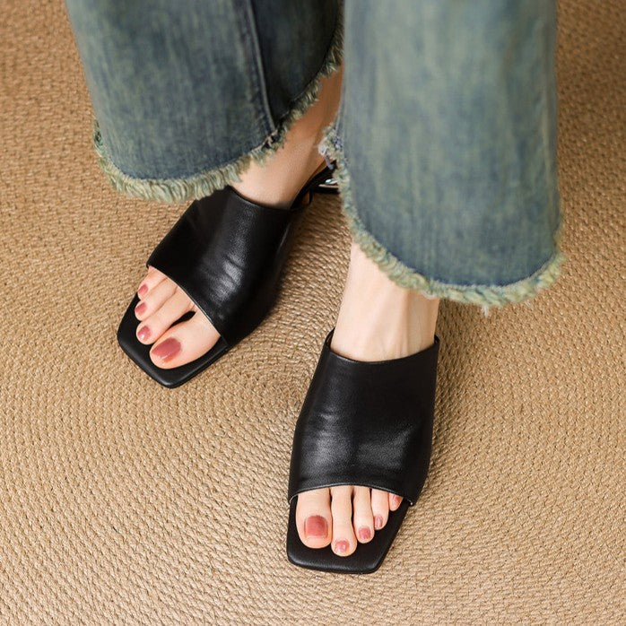 Virelle Curve Mule in Pelle con Tacco