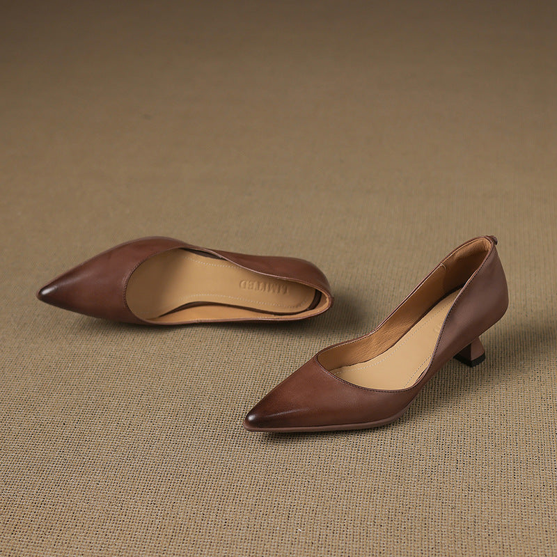 Calzature Calenne in Pelle con Tacco Kitten