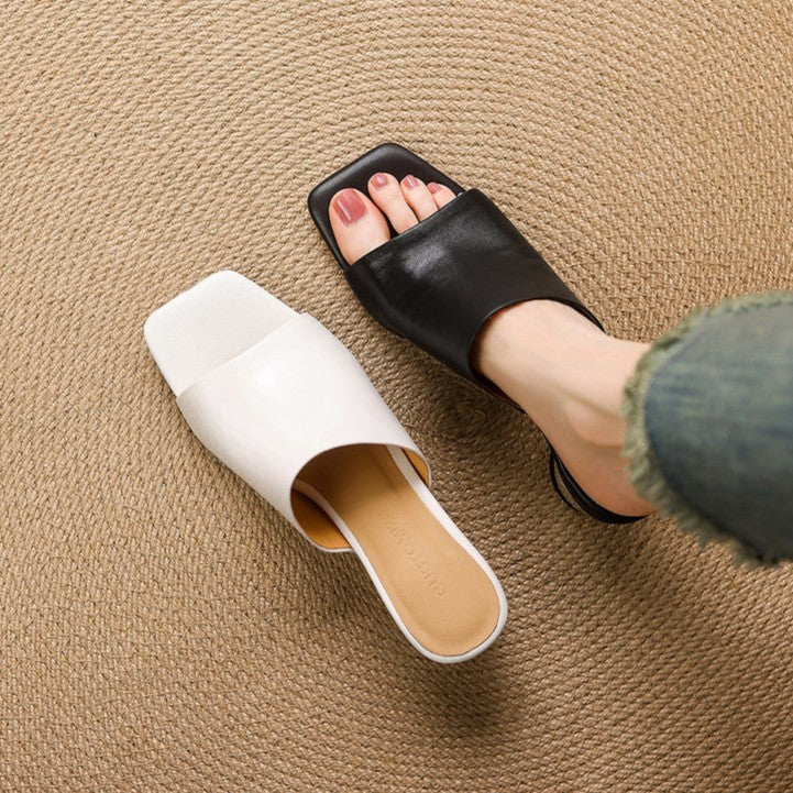 Virelle Curve Mule in Pelle con Tacco