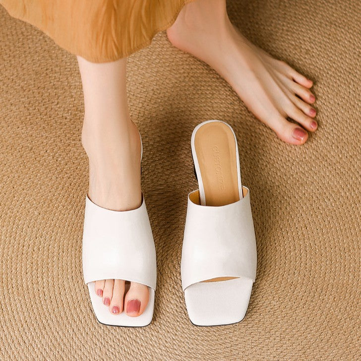 Virelle Curve Mule in Pelle con Tacco