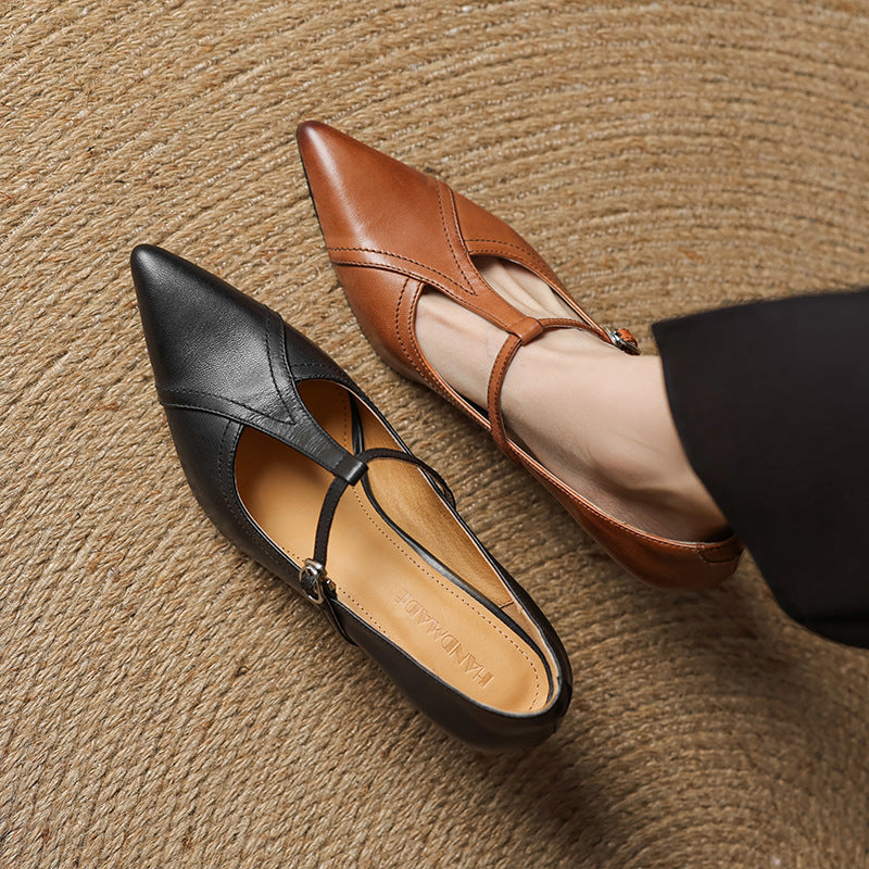 Pumps in Pelle Aveline con T-strap