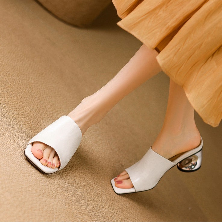 Virelle Curve Mule in Pelle con Tacco