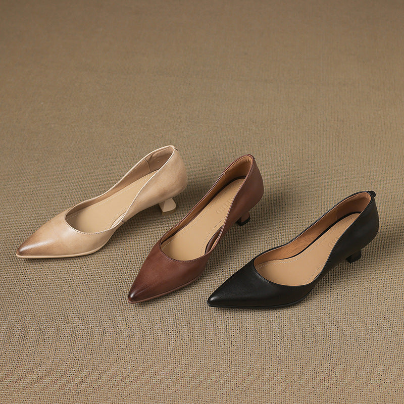 Calzature Calenne in Pelle con Tacco Kitten