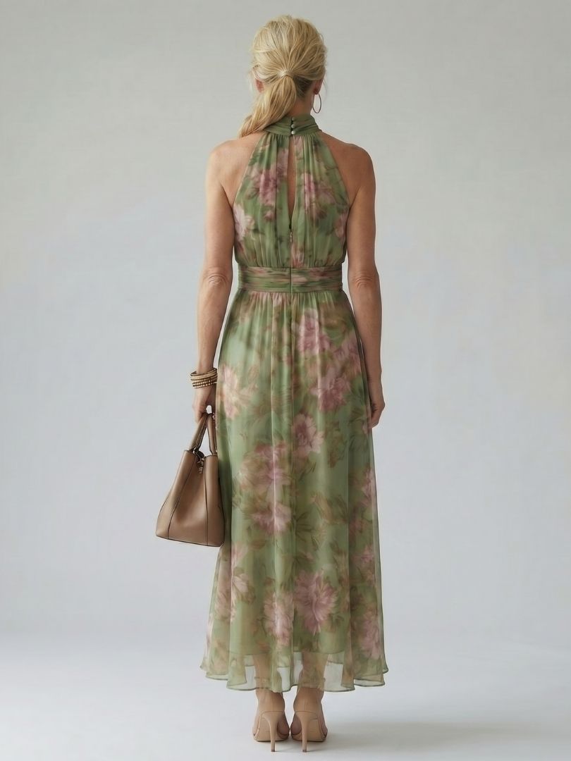 Céliane | Abito Midi con Scollo a Halter Arricciato