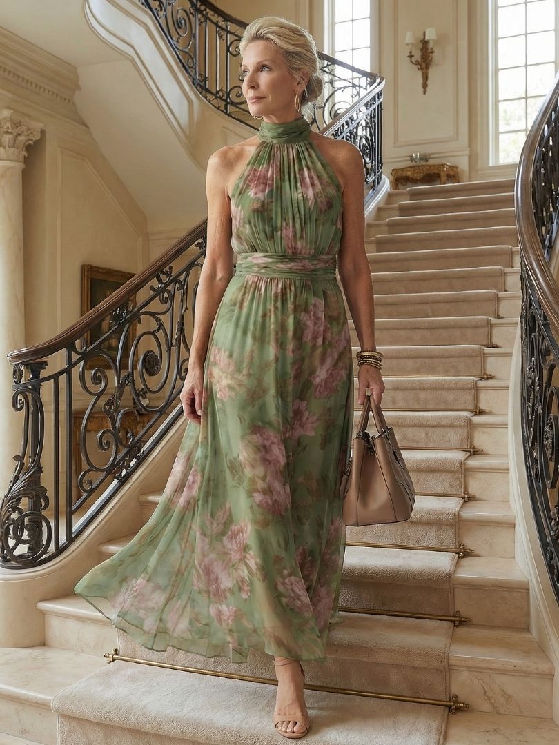Mirelle | Vestito Midi con Scollo Halter Arricciato