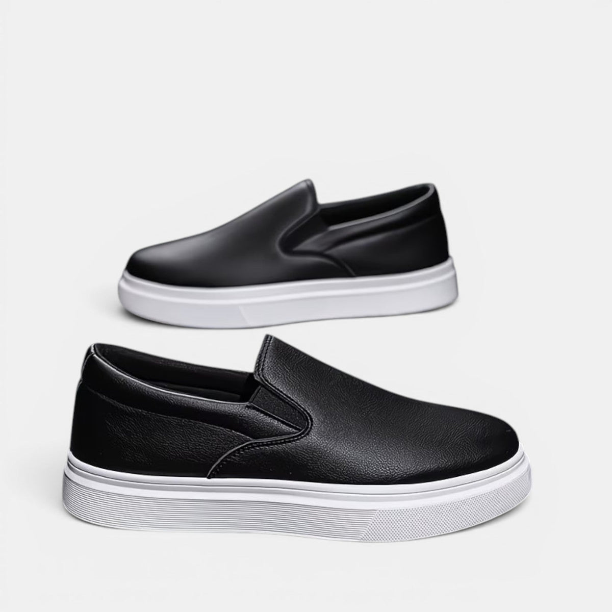 Men's slip-on sneaker with cushioned sole and breathable upper in black