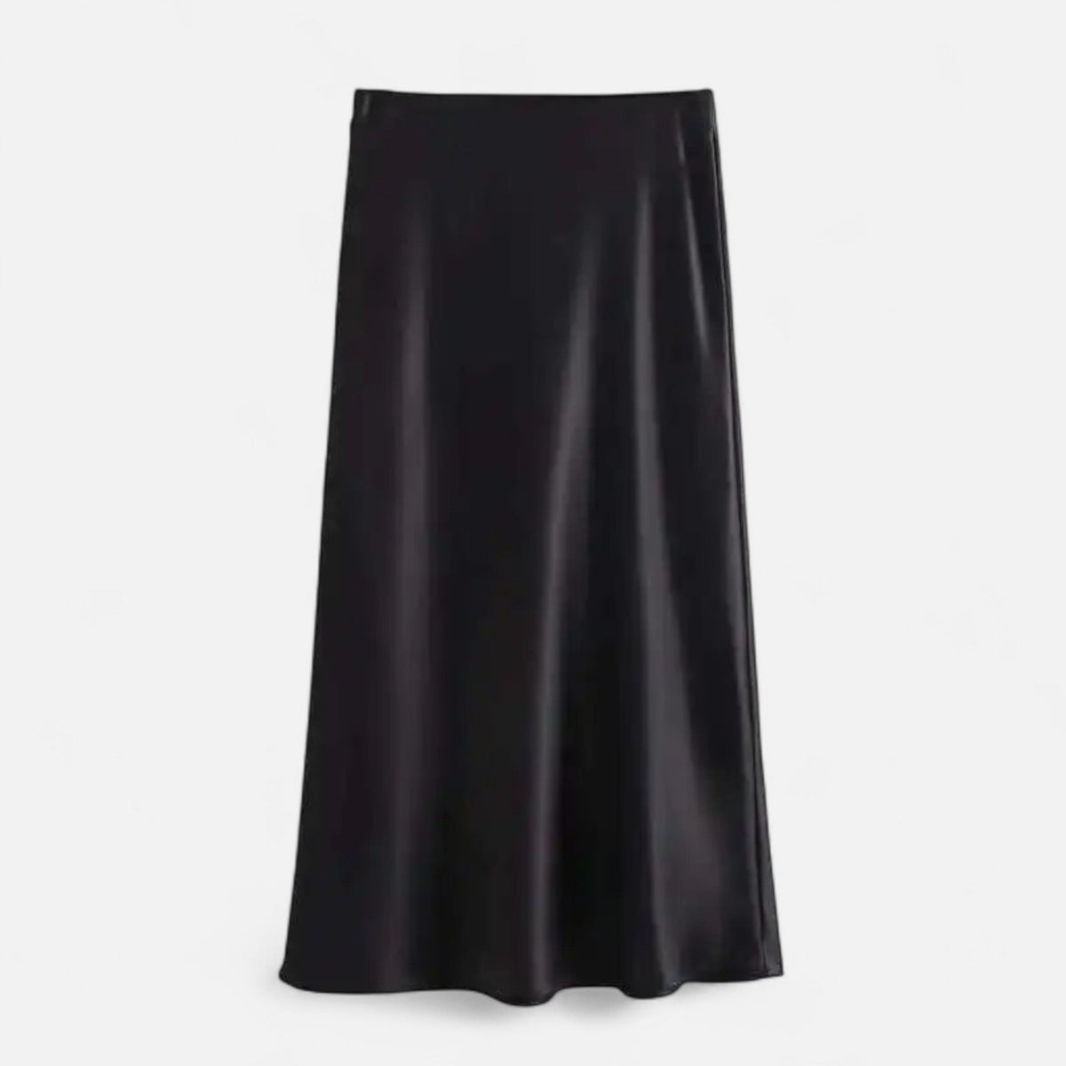 Women's satin high waist skirt with flowing drape in beige and black