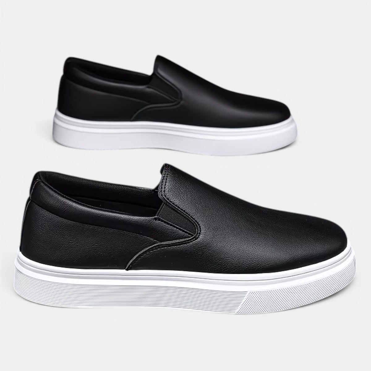 Men's slip-on sneaker with cushioned sole and breathable upper in black