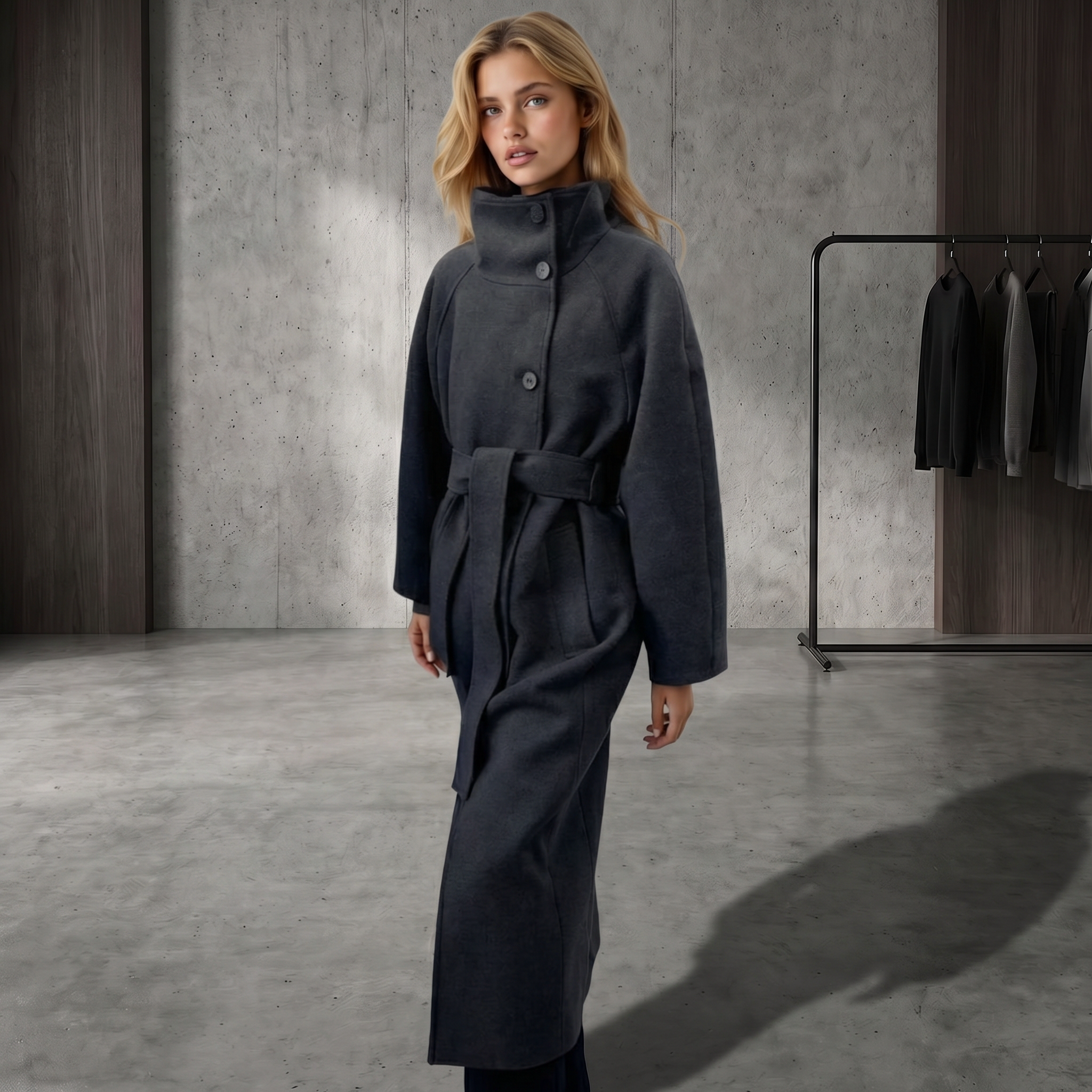 KIM'S | WOMEN'S COAT | LONGLINE | HIGH COLLAR