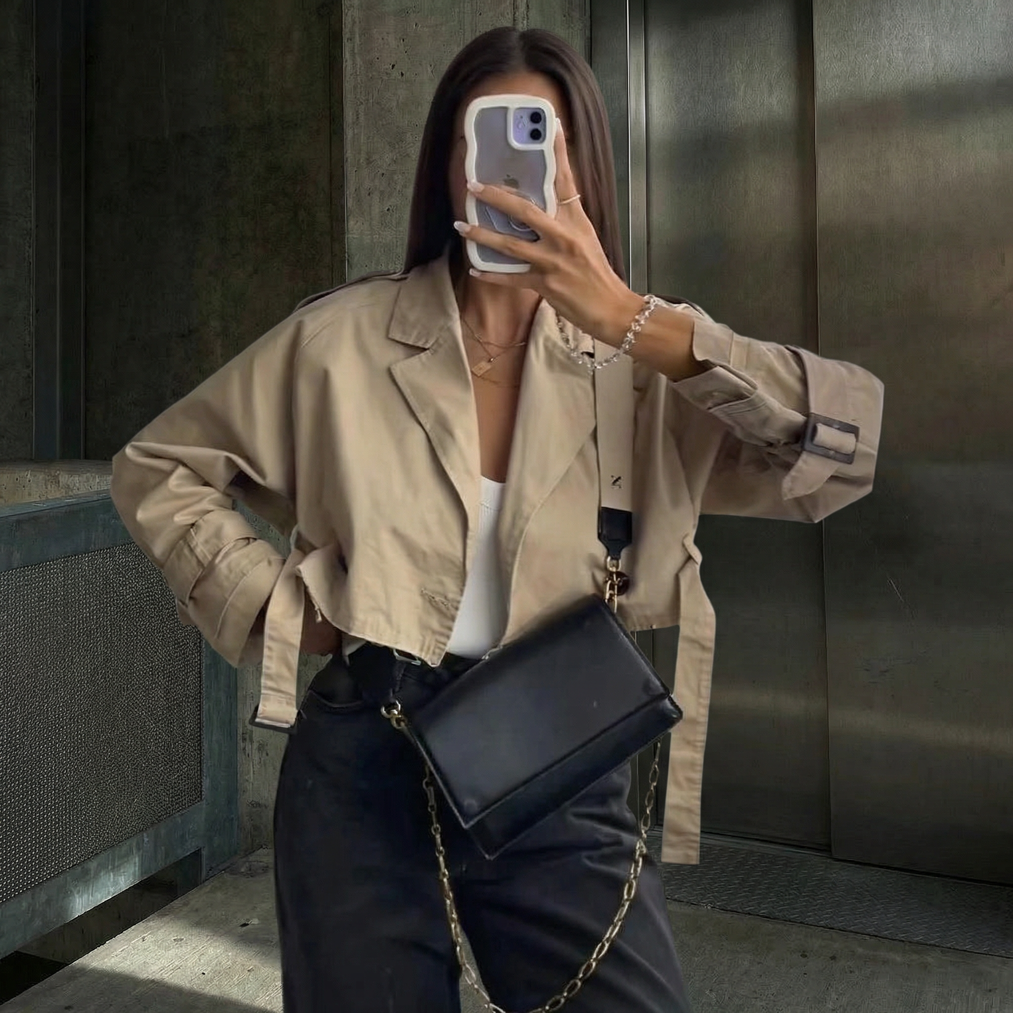 KIM'S | WOMEN'S TRENCH JACKET | CROPPED | BELTED