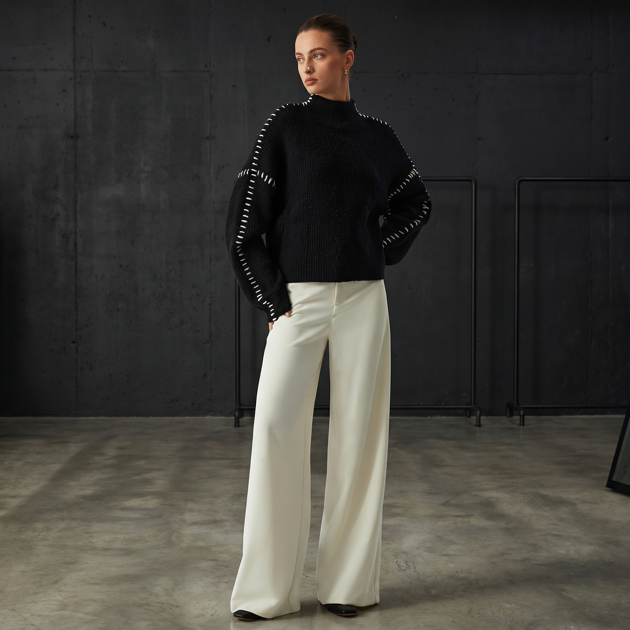 KIM'S | WOMEN'S SWEATER | RIBBED | STITCH DETAIL