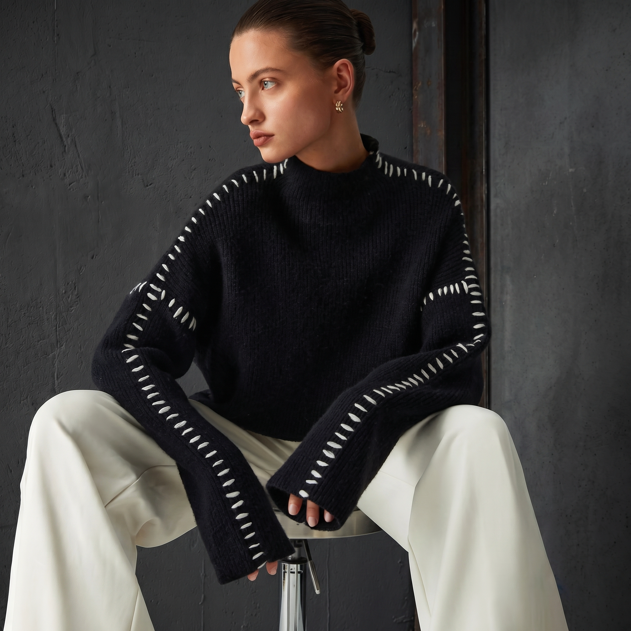 KIM'S | WOMEN'S SWEATER | RIBBED | STITCH DETAIL