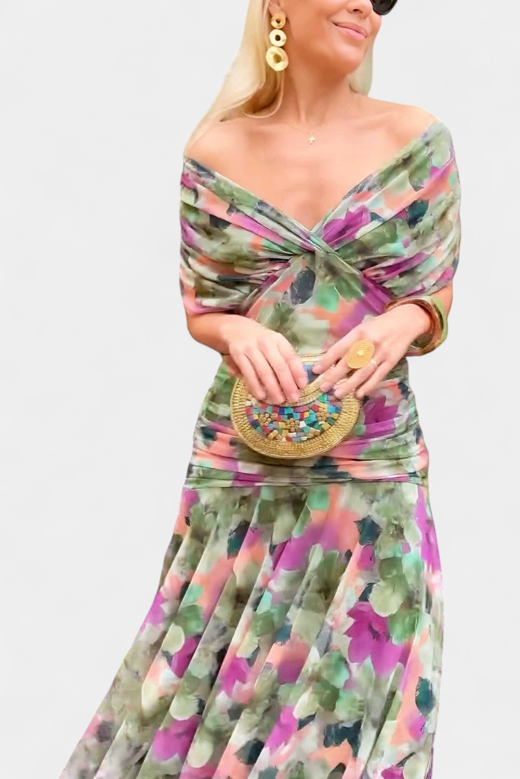 Alondra™ | Vestito Lungo Floreale con Scollatura a V