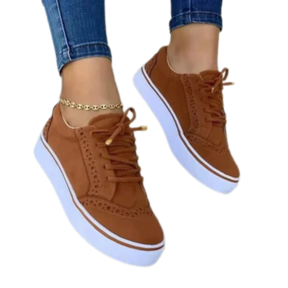 Women's lace-up platform sneakers with wingtip brogue detailing