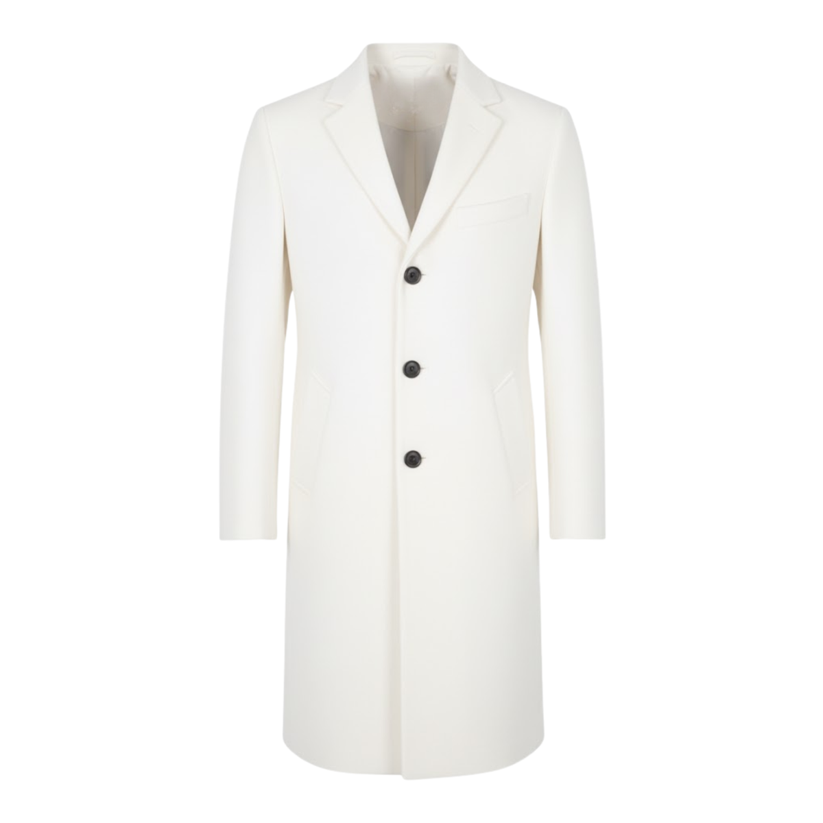 Men's long slim wool-blend windbreaker coat in a solid color