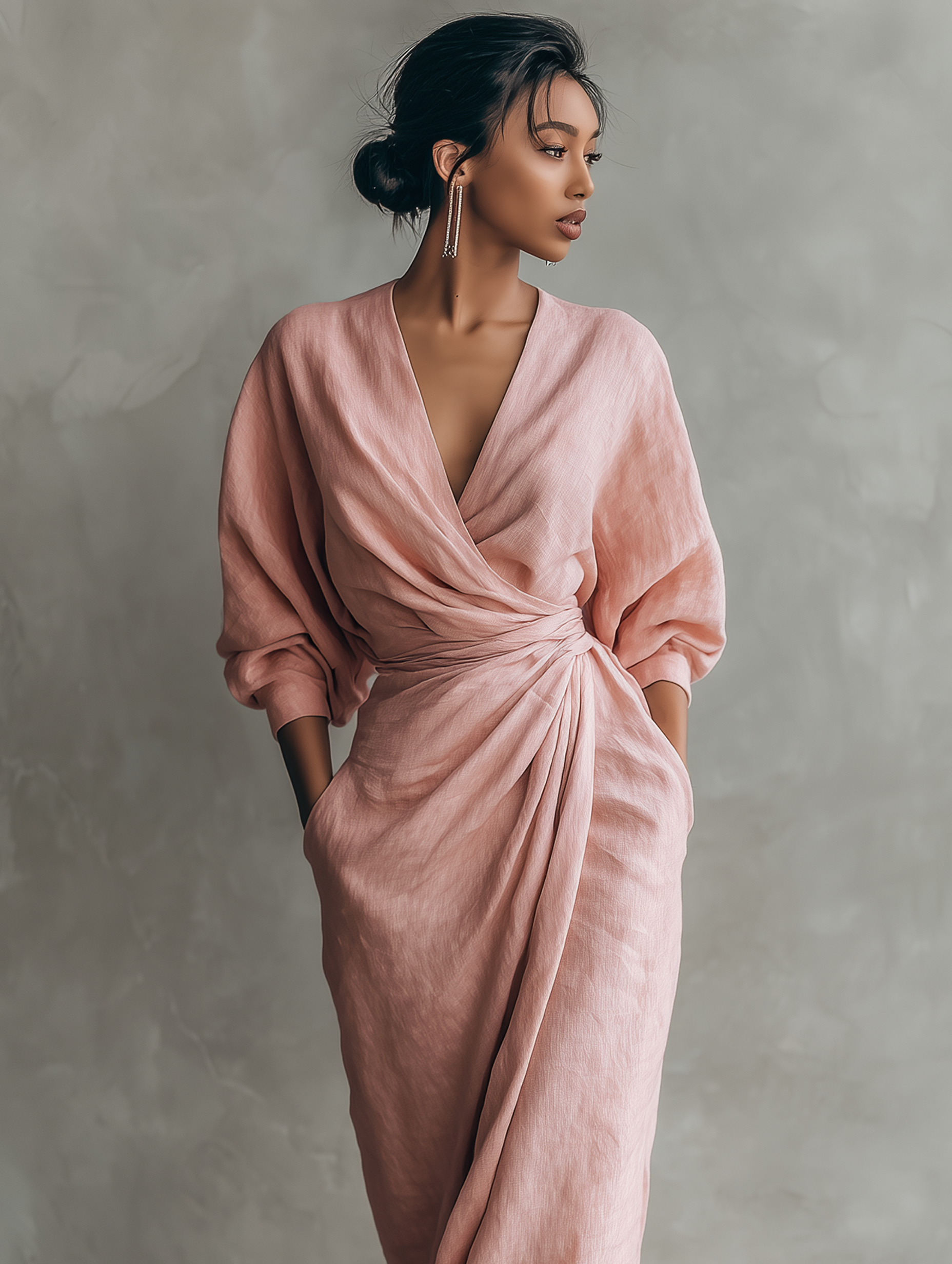 Kate | Vestito Maxy in Lino Mistoa con Scollo a V per Donna