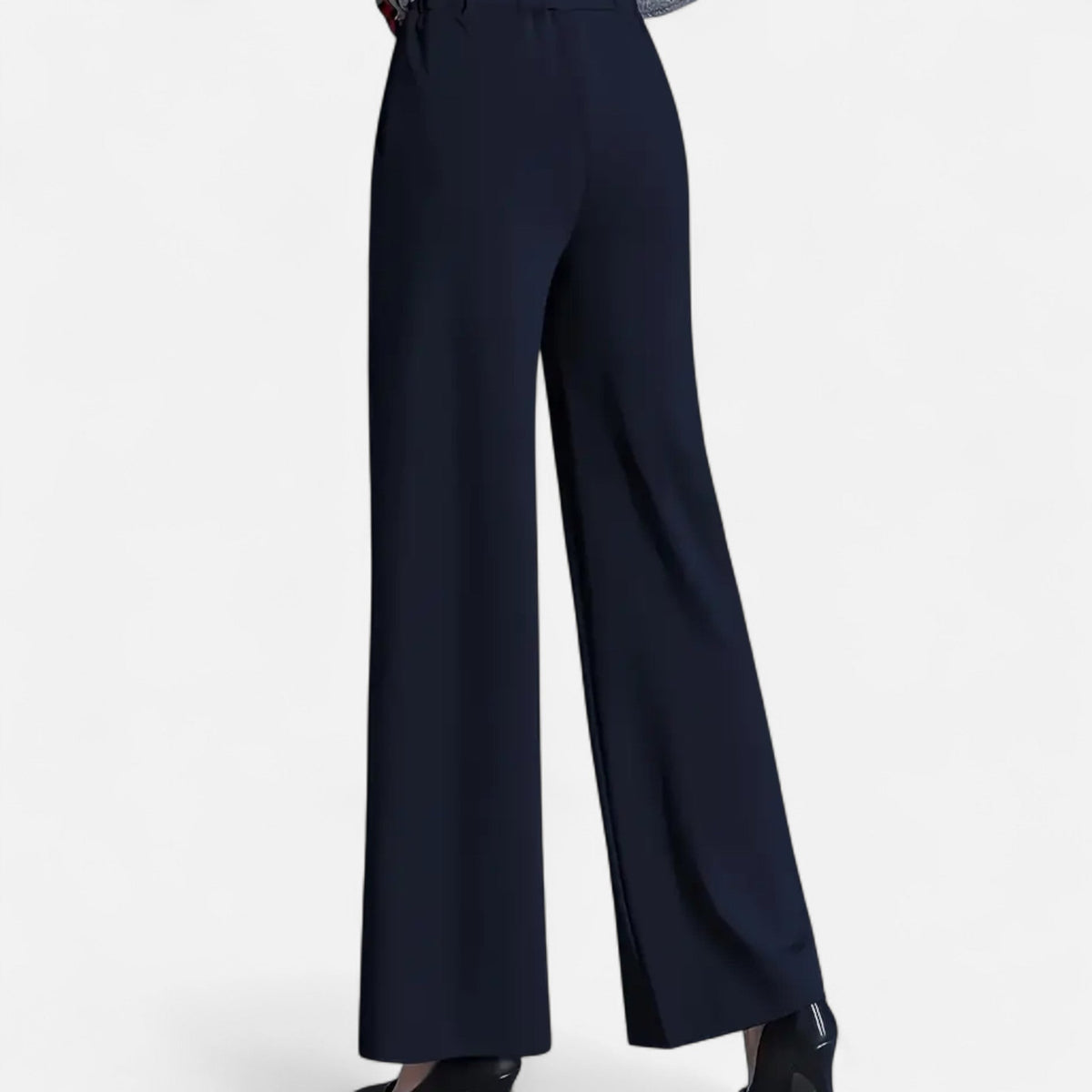 Women's high-waist wide-leg trousers shown in multiple colors