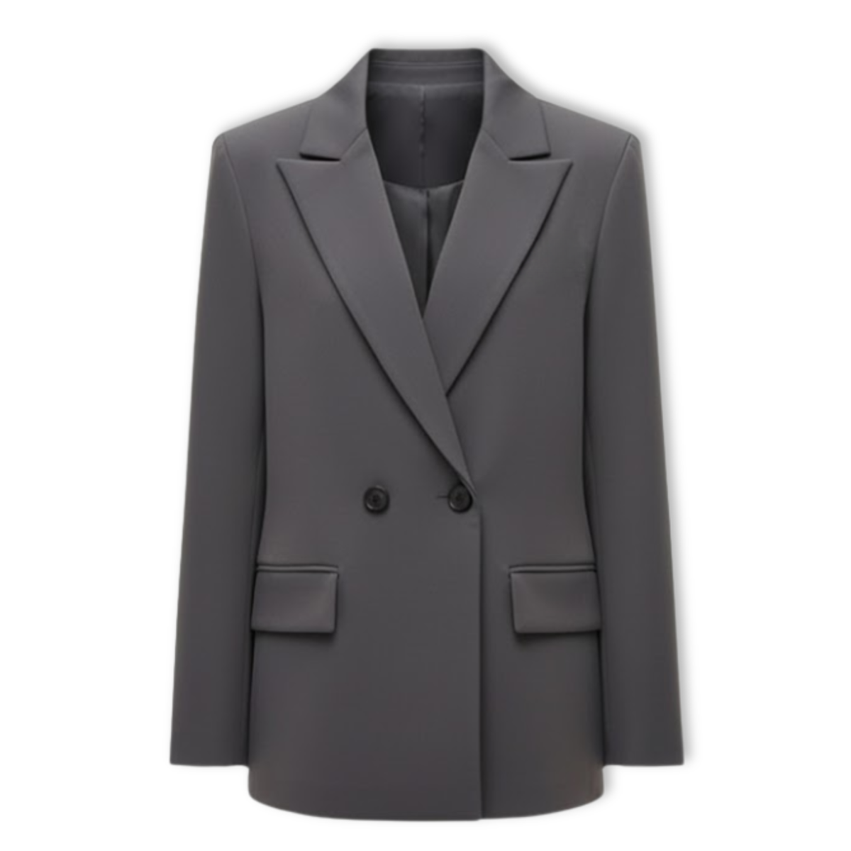 Women's double-breasted blazer with notched lapel and loose fit in a solid color