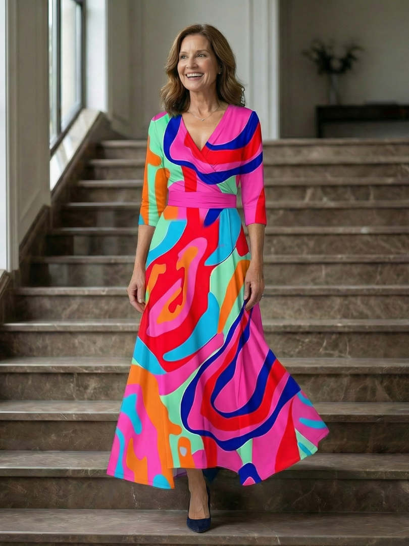 Celine | Abito Midi con Collo Incrociato