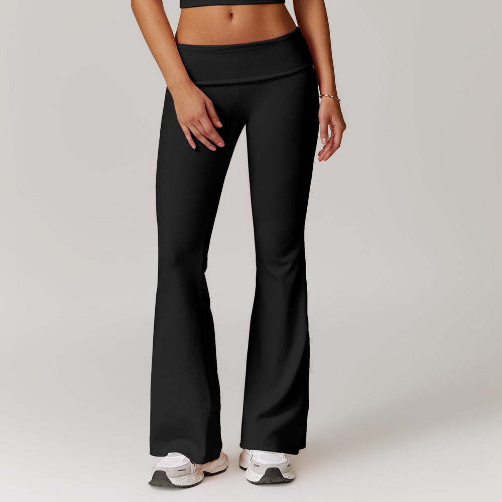 Women's high waisted flare yoga pants with stretch fabric in a flattering silhouette