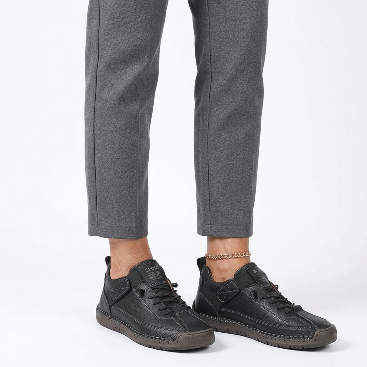 Women's textured lace-up sneakers with cushioned sole and contrast stitching