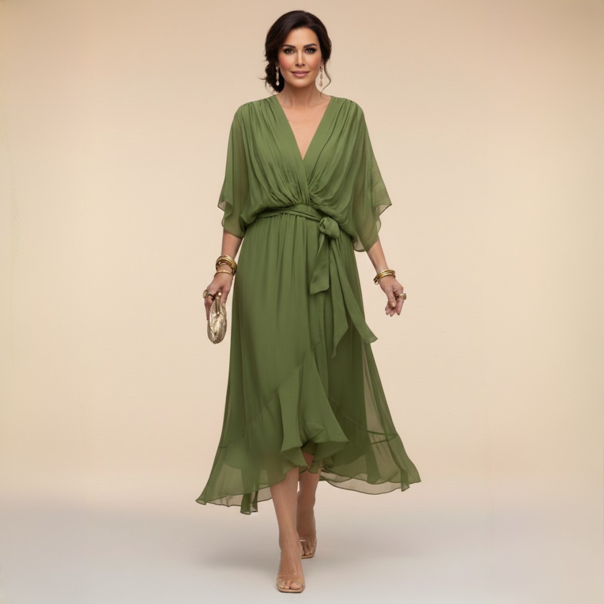 Opale | Abito Midi Elegante con Scollatura a V