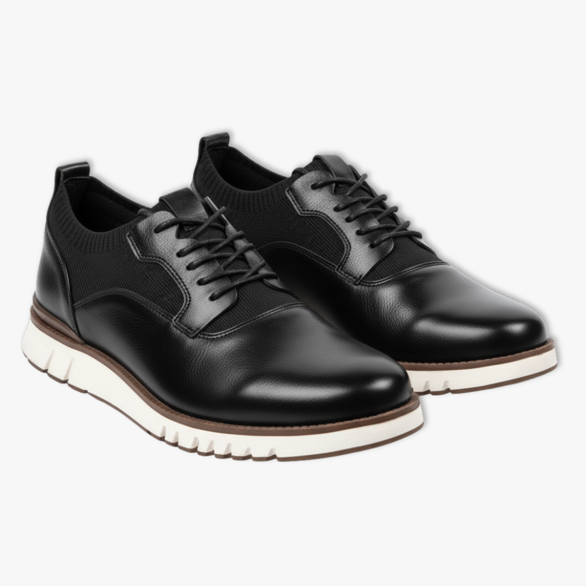 Men's carved brogue dress shoes with a leather-look upper in black