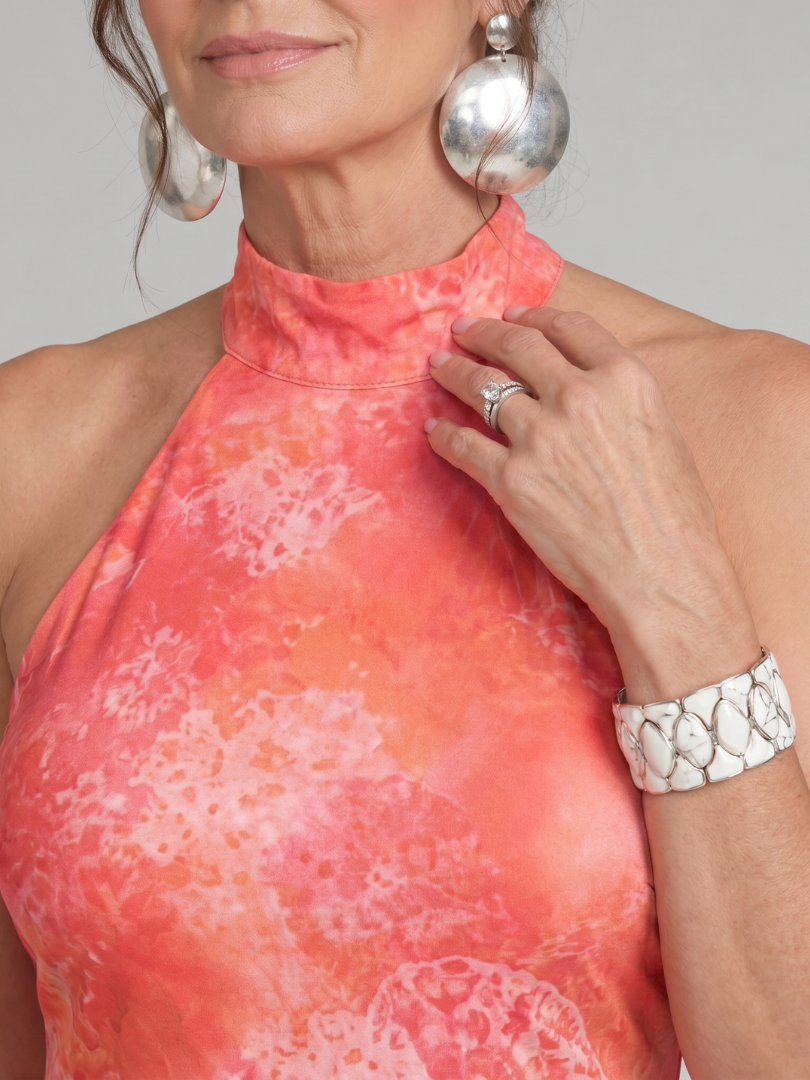 Coraline | Vestito Maxi con Scollo Halter e Motivo Stampato