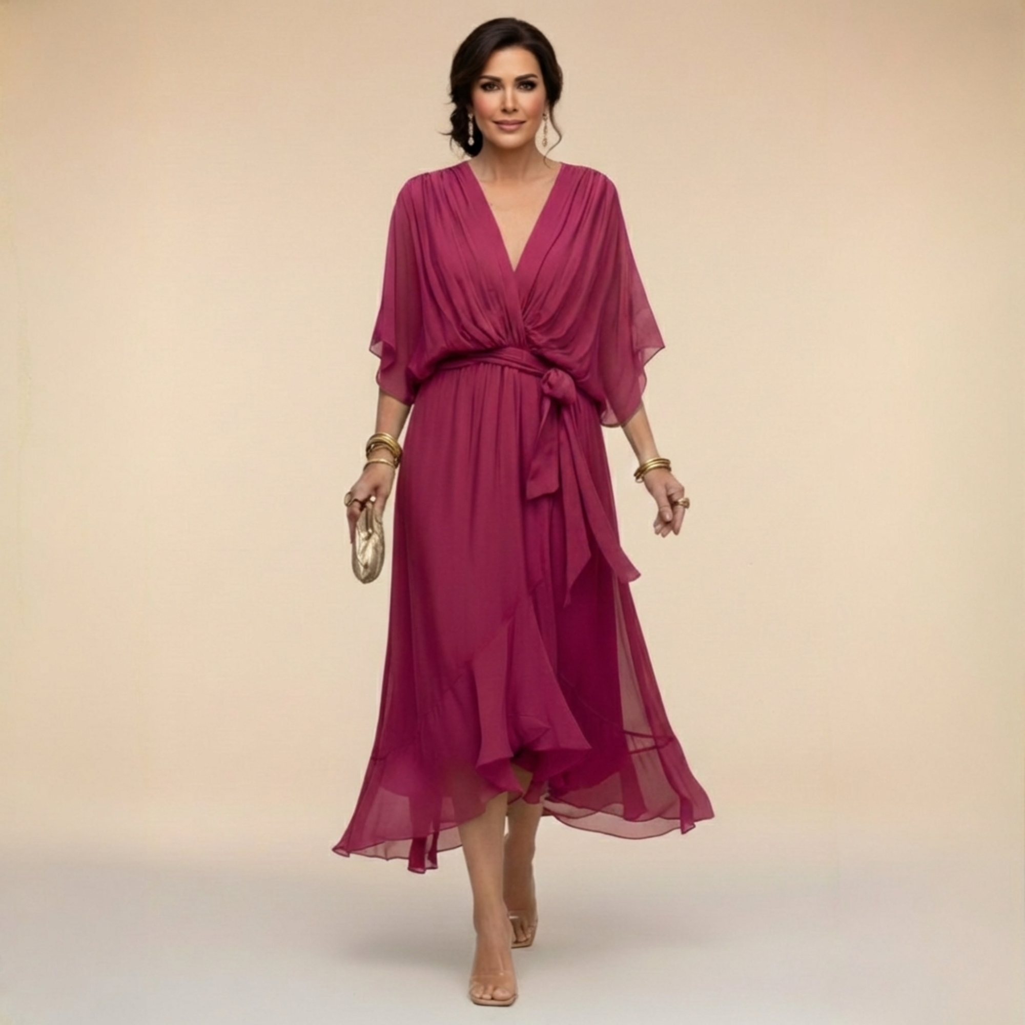 Opale | Abito Midi Elegante con Scollatura a V