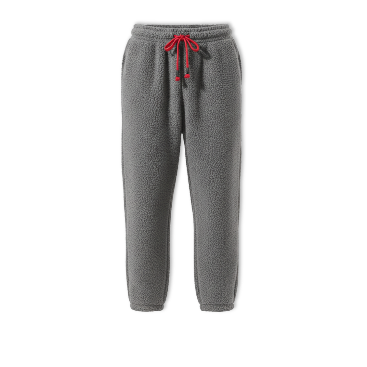 Men's lamb fur lined winter sweatpants with cuffed ankles in black
