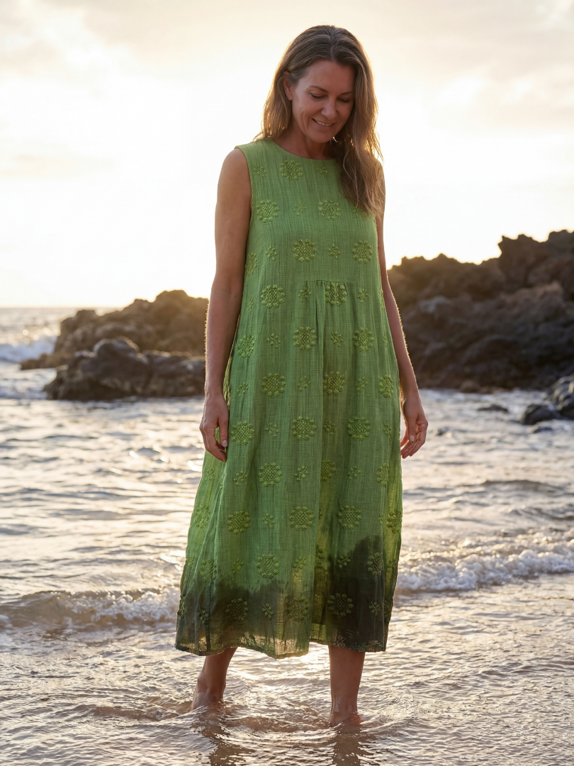Kapua | Vestito Midi con Texture da Giardino
