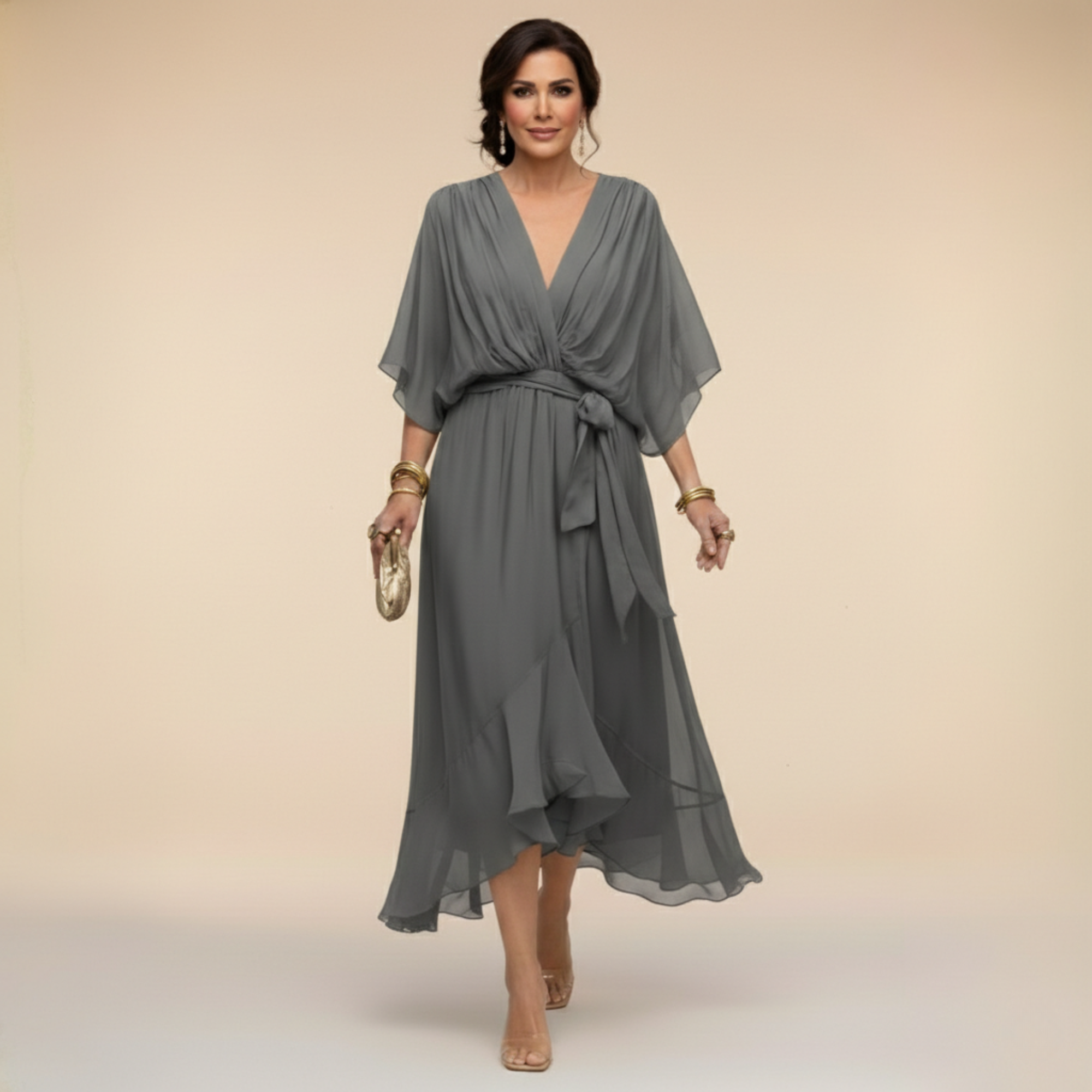 Opale | Abito Midi Elegante con Scollatura a V