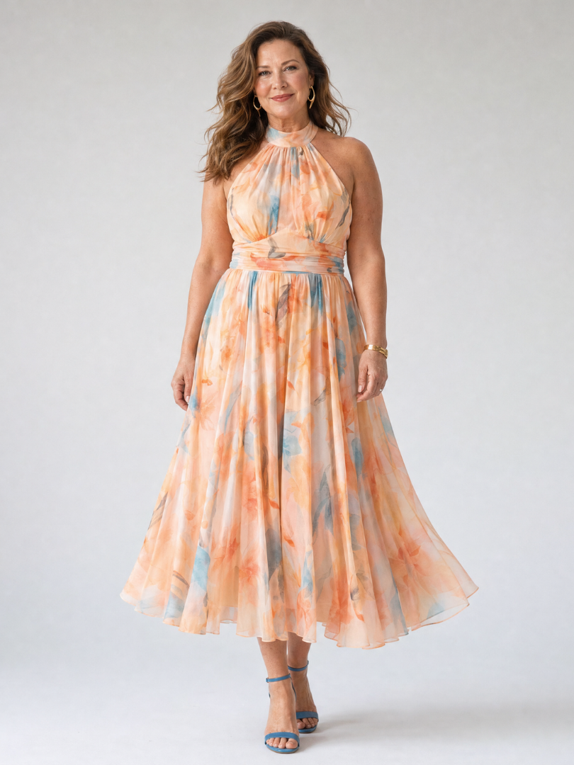 Elin | Abito Midi con Collo All'Americana